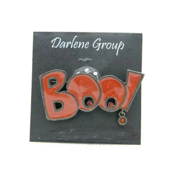 Halloween BOO Red Enamel Rhinestone Darlene - Picture 1 of 4
